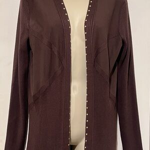 NWT Allison Daley Brown Cardigan with Studded Trim